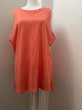 Athletic Works Coral Striped Sleeveless Tunic Tank Top